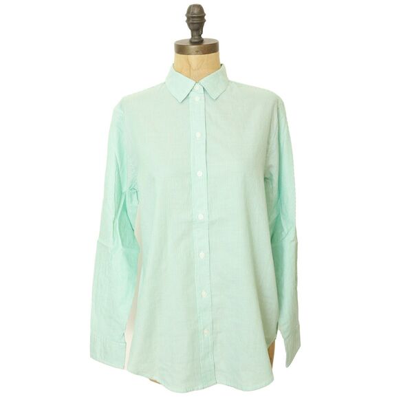 Everlane Tops - EVERLANE Cotton Oversized Shirt 2 Mint Green White Pinstripe Button Down NWT B57